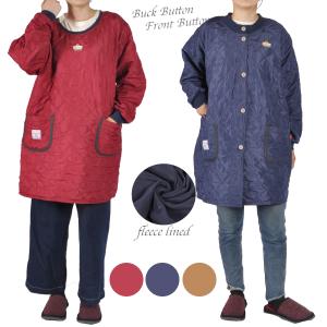 スモック かっぽう着 割烹着 キルト エプロン 裏フリース