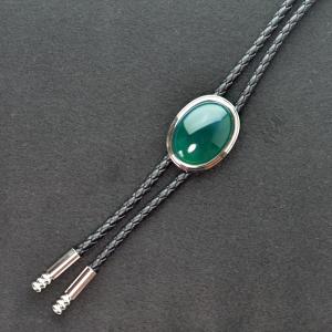 パワーストーン　ループタイ（緑瑪瑙　グリーンアゲート）　クールビズ　サマーコーデ　プレゼント　SWANK　クラシック　ネクタイ