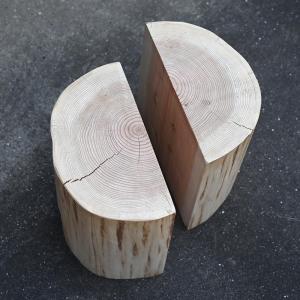 杉のスタンドスツール 足置き キッズベンチ 国産すぎ半割丸太