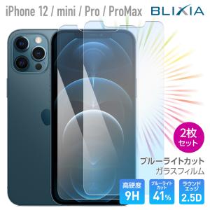 iPhone 12 保護フィルム ブルーライトカット 2枚入り 12mini 12Pro 12ProMax  貼付けキット付  9Hガラス保護フィルム 日本製素材  硬度9H 目に優しい ブリシア｜mayumi