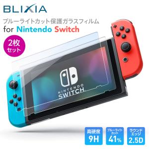 BLIXIA公式 【BLIXIA】 2枚入り Switch スイッチ ブルーライトカット 9H ガラス保護フィルム 保護シート 画面割れ防止 目の疲れを軽減