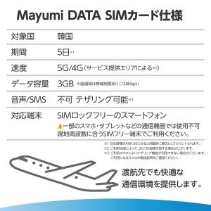 韓国SIMカード 3GB/5日間有効 データS...の詳細画像1