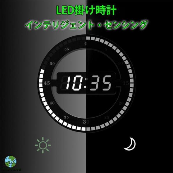 掛け時計 LED掛け時計 壁掛け時計 LED 時計 自動調光 明るさ調節 電子時計 ライト 温度計 ...