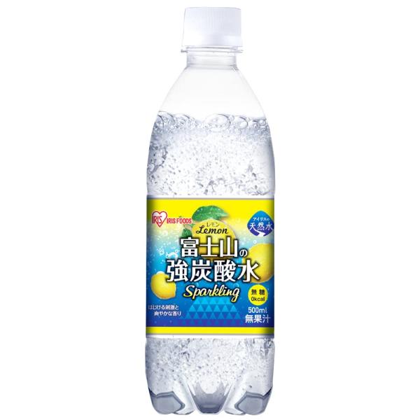 アイリスオーヤマ 炭酸水 レモン 500ml ×24本 富士山の強炭酸水 バナジウム含有 強炭酸水 ...