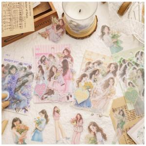 コラージュ素材 シール 海外 韓国風 手書き イラスト風 フレークシール