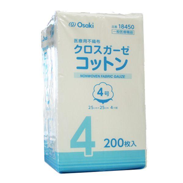 オオサキ　クロスガーゼコットン　4号　25cmX25cm　4折　200枚入（不織布）