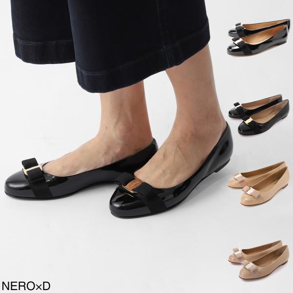 フェラガモ FERRAGAMO バレエシューズ VARINA PATENTCALF フラットシューズ...