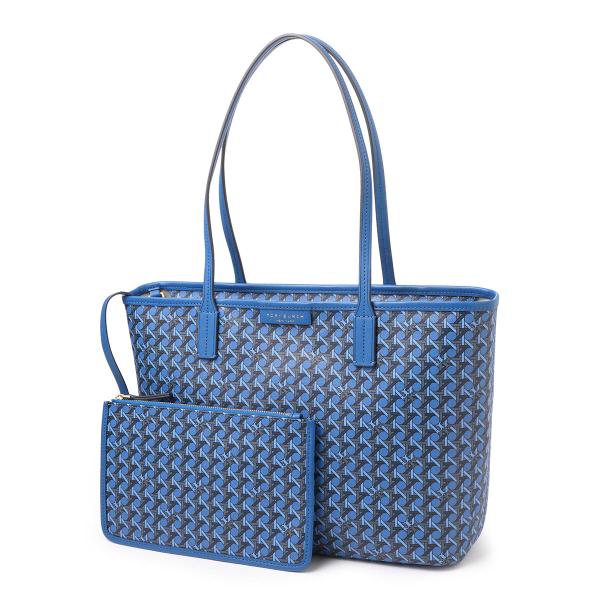 トリーバーチ TORY BURCH トートバッグ BASKETWEAVE バスケットウィーブ ブルー...