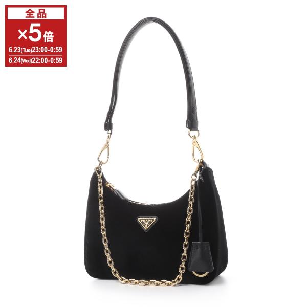 プラダ PRADA ハンドバッグ Re-Edition ベルベット ミニバッグ ホーボーバッグ ブラ...