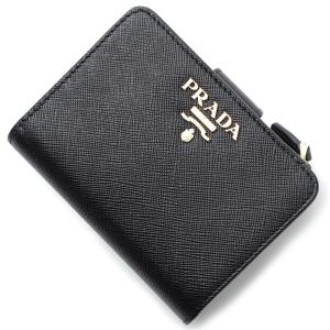 プラダ PRADA 2つ折り財布 小銭入れ付き SAFFIANO METAL ブラック レディース 1ml018-qwa-f0002｜mb-y