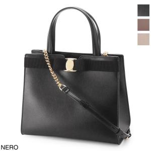 Salvatore Ferragamo 黒 バッグ　2Way フェラガモヴァラ 黒 レディース カーフ 2WAYバッグ Salvatore