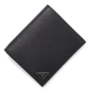 PRADA サフィアーノブラック 二つ折り財布 プラダ 二つ折り財布 メンズ サフィアーノ トライアングルロゴ