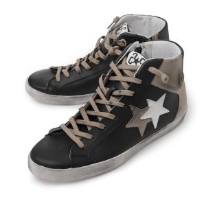 ツースター 2Star スニーカー SNEAKER HIGH 105 IN PELLE NERA 大きいサイズあり ブラック メンズ high-105-ph-2su4083-307｜mb-y