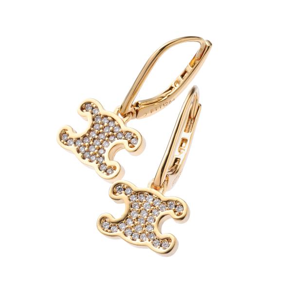 セリーヌ CELINE ピアス TRIOMPHE RHINESTONE EARRINGS ゴールド ...