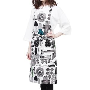 マリメッコ marimekko エプロン Puutarhurin parhaat ブラック 063371-960『ネコポス対応(2点まで)』