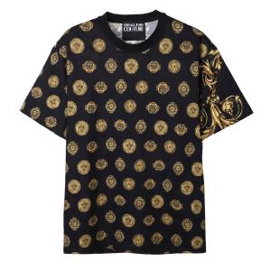 ヴェルサーチェ VERSACE JEANS COUTURE クルーネックTシャツ ブラック メンズ 72gah6r1-js064-g89｜mb-y