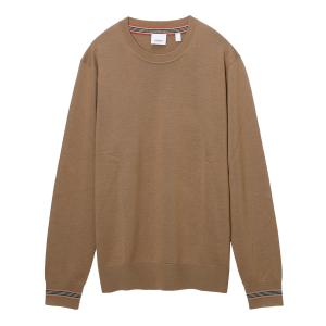 バーバリー BURBERRY クルーネックニット ICON STRIPE TRIM WOOL SWEATER クルーネックセーター ブラウン メンズ 8033202-camel｜mb-y