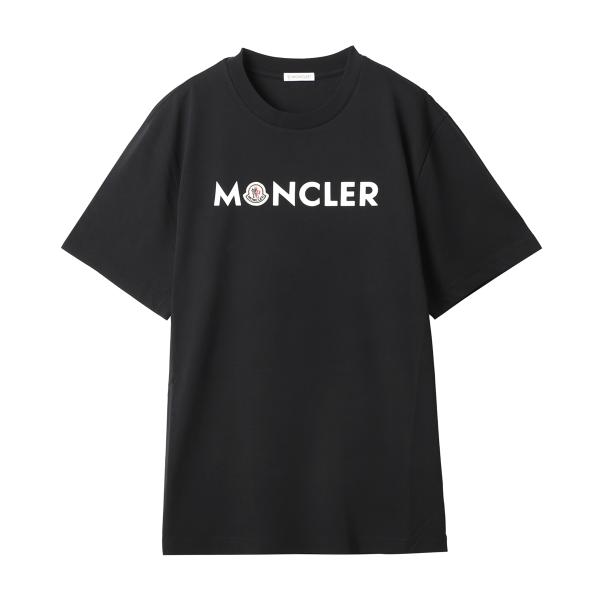 モンクレール Tシャツ MONCLER クルーネック 半袖 ブラック メンズ プリント ロゴパッチ