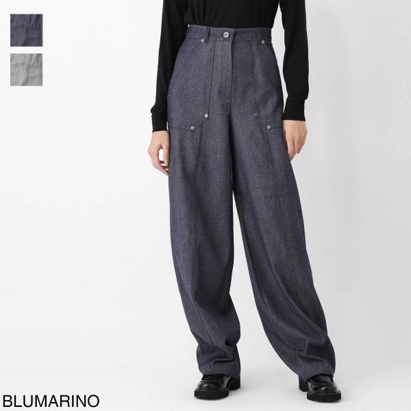 マックスマーラ Max Mara ウールパンツ ABETAIA ピュア ウール デニムエフェクト ワ...