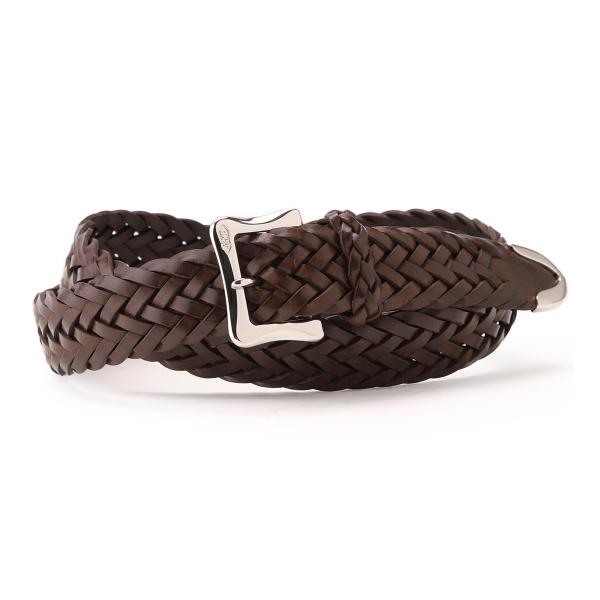 ジェイ&amp;エム デヴィッドソン J&amp;M DAVIDSON ベルト BENT 編み込みベルト ブラウン ...