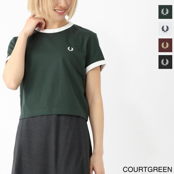 フレッドペリー FRED PERRY クルーネックTシャツ CROPPED RINGER T-SHI...