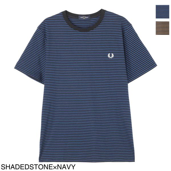 フレッドペリー FRED PERRY クルーネック半袖Tシャツ Fine Stripe T-Shir...