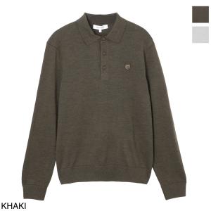 メゾンキツネ MAISON KITSUNE ニット 長袖ポロシャツ FOX HEAD PATCH POLO JUMPER メンズ lm00206kt1036-p360-khaki｜mb-y