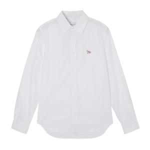 メゾンキツネ MAISON KITSUNE 長袖レギュラーカラーシャツ CLASSIC SHIRT WITH BABY FOX PATCH IN COTTON POPLIN ホワイト メンズ lm00405wc0025-p100-white｜mb-y