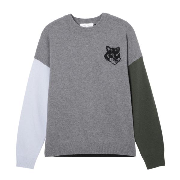 メゾンキツネ MAISON KITSUNE クルーネックニット FOX HEAD INTARSIA ...