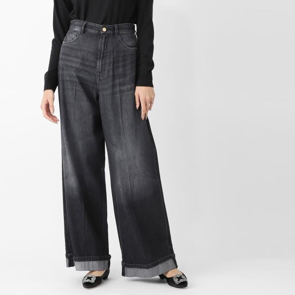 エスマックスマーラ S Max Mara ジップフライジーンズ LUSSO コットン デニム ワイド...