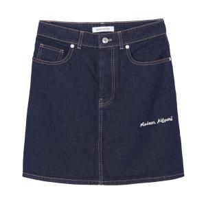 メゾンキツネ MAISON KITSUNE デニムスカート MINI A-LINE SKIRT IN INDIGO DENIM ミニスカート ブルー レディース lw01504ww0081｜mb-y