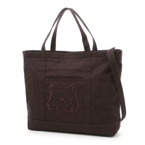 メゾンキツネ MAISON KITSUNE トートバッグ 2WAY BOLD FOX HEAD XXL TOTE BAG ショルダーバッグ ブラウン メンズ レディース lw05105ww0083-p299-pecanbrown｜mb-y