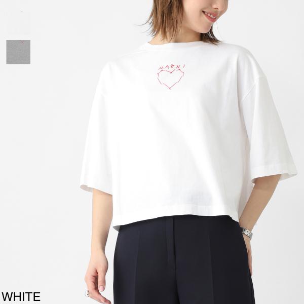 マルニ MARNI クルーネックTシャツ ハート ロゴ刺繍 Ｔシャツ KIDS キッズ ガールズ レ...