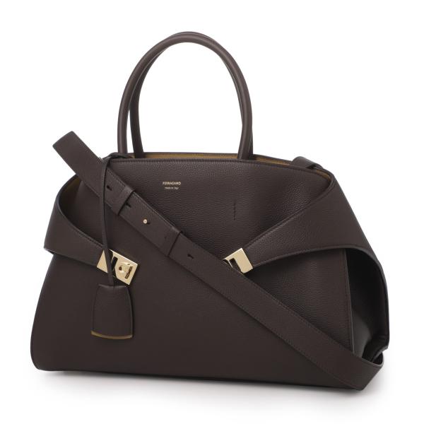 フェラガモ FERRAGAMO ハンドバッグ 2WAY HUG LARGE ショルダーバッグ ブラウ...