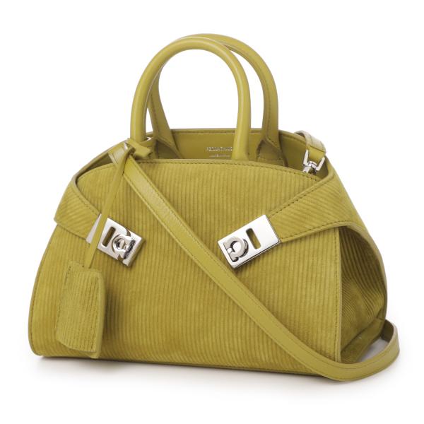 フェラガモ FERRAGAMO ハンドバッグ 2WAY HUG MINI ショルダーバッグ イエロー...