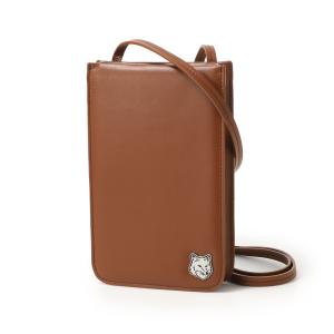 メゾンキツネ MAISON KITSUNE ネックポーチ ブラウン メンズ mm05340lc0043-p298-darkbrown｜mb-y