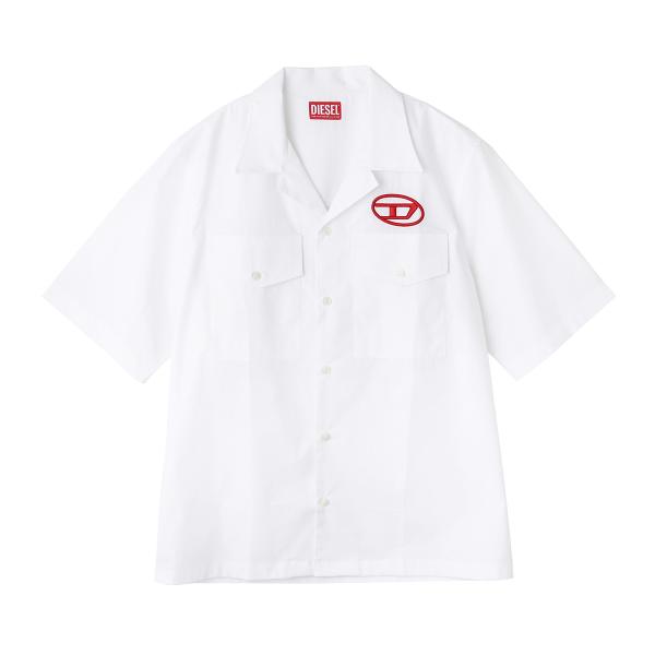 ディーゼル 半袖シャツ S-MAC-22-B 半袖オープンカラーシャツ ホワイト メンズ DIESE...