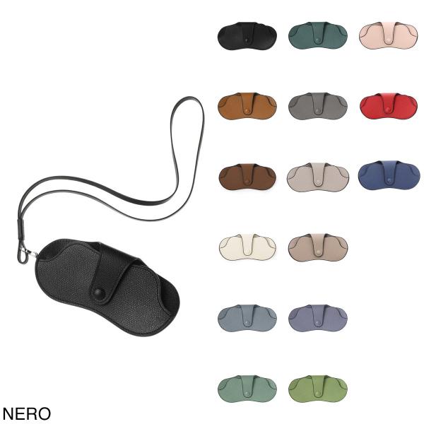 ヴァレクストラ Valextra メガネケース レザー めがね 眼鏡 サングラス ストラップ付 バッ...