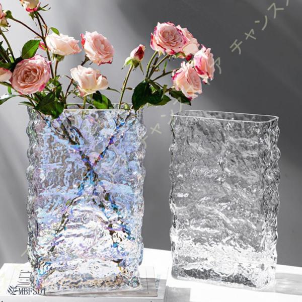 長方形 花器 2点セット フラワーベース 花瓶 おしゃれ ガラス 家の装飾 一輪挿し 緑の植物 水耕...