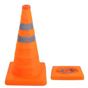 折りたたみ三角コーン 2個セット 高45CM 反射布付き カラーコーン 伸縮式 安全 禁止 標識