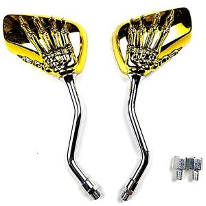 バイク バックミラー サイドミラー スケルトン スカル ナポレオン 10mm 8mm対応 左右2枚セット