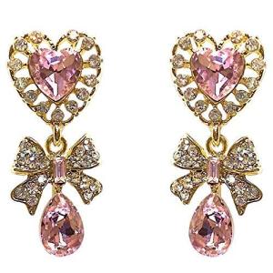 とあちい かわいいハートのピアス・ゆらゆらリボン＆ティアドロップ・ソフト ピンク MOAP-HT2-PI1 