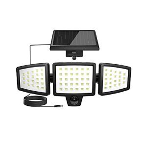 Lepro センサーライト 屋外 ソーラーライト 最新分離型 3灯式 LED 人感センサーライト 屋内 屋外使用可 4.8Mケーブル/1200ルーメン