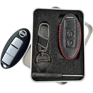 適用 日産 レザー スマート キーケース キーホルダー エクストレイル セレナ ノート スカイライン など