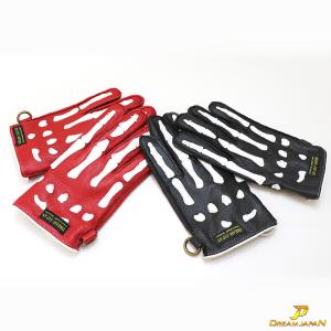 レザーグローブ ボーダー 黒/白グローブ バイカー ハーレー チョッパー