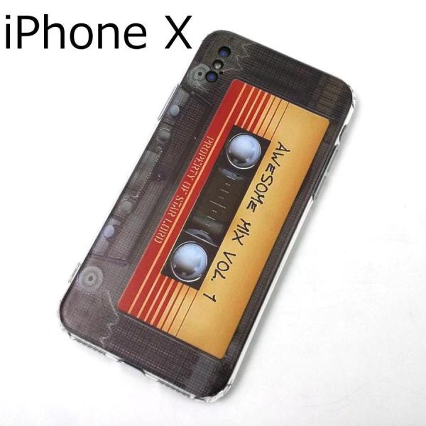 iPhone X用 昭和カセットテープ風 ソフトケース カバー 薄型TPU アイフォン 互換性 おす...