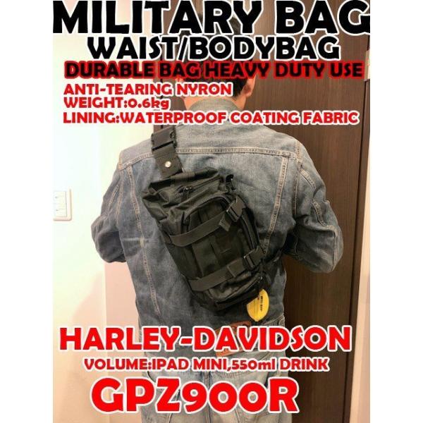 ミリタリーウエストバッグ　ボディバッグ　かっこいい GPZ900R ハーレー　ウエストポーチ　自転車...