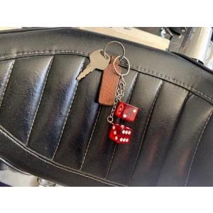 ツインダイス キーホルダー レッド アメリカン ハーレー アメ車　赤い　サイコロ　さいころ　キーホル...