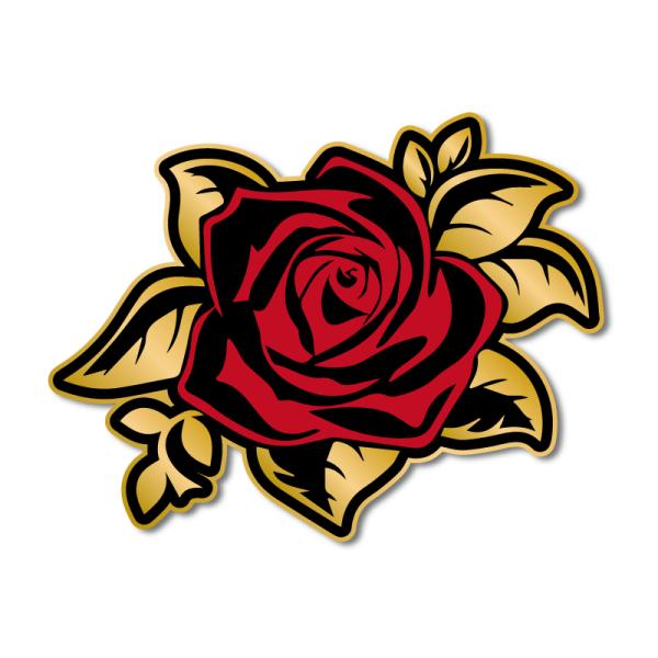 （マットゴールド）綺麗な薔薇ステッカー レッド 12cm 1枚 給油口 ローズ バラ ばら 花 植物...