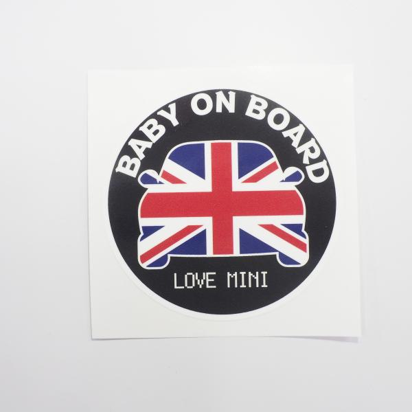 赤ちゃん乗っています ミニクーパー 黒 セーフティステッカー 9cm babyonboard bab...
